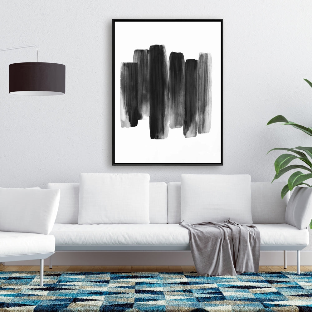Toile minimaliste aux formes noires | Décoration de chambre encadrée