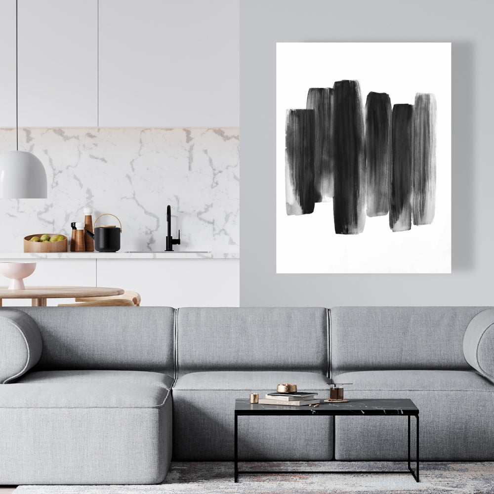 Abstract Bedroom Canvas | Black Shapes Home Decor Art