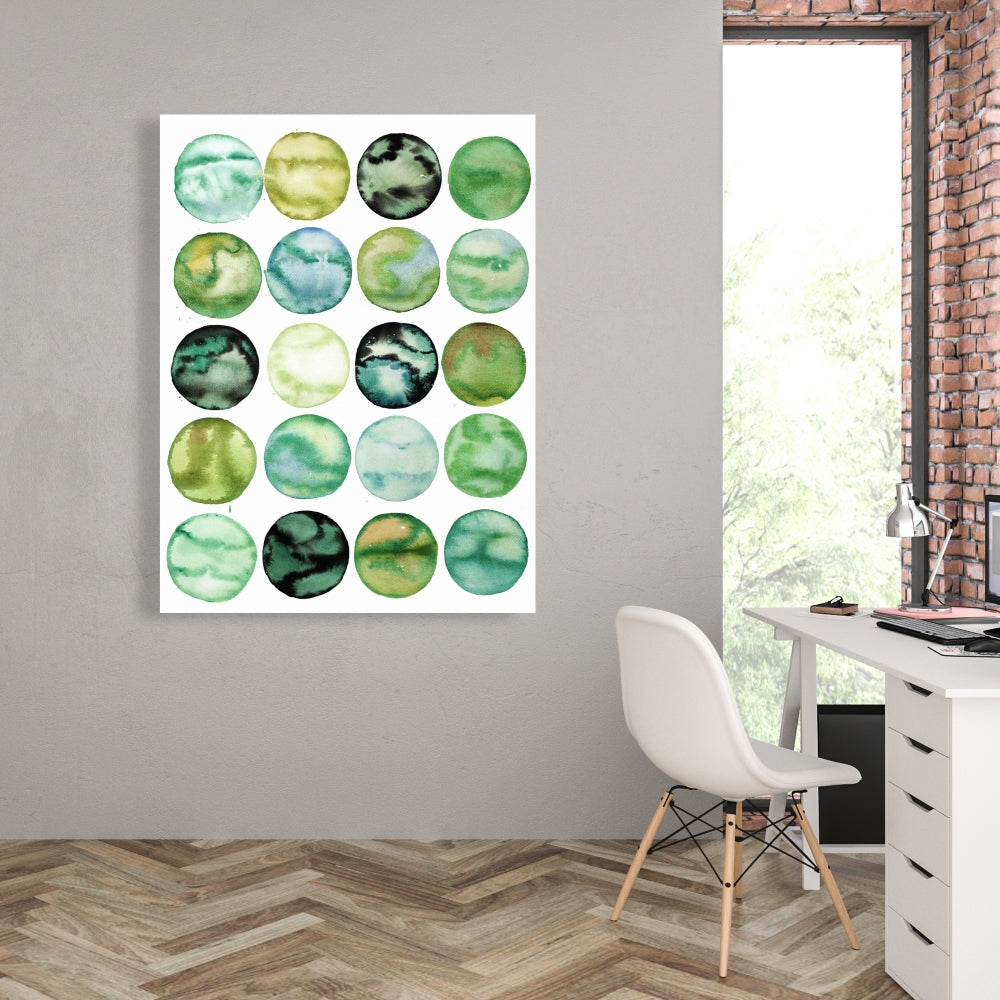 Toile abstraite Cercles verts – Décoration murale de chambre moderne
