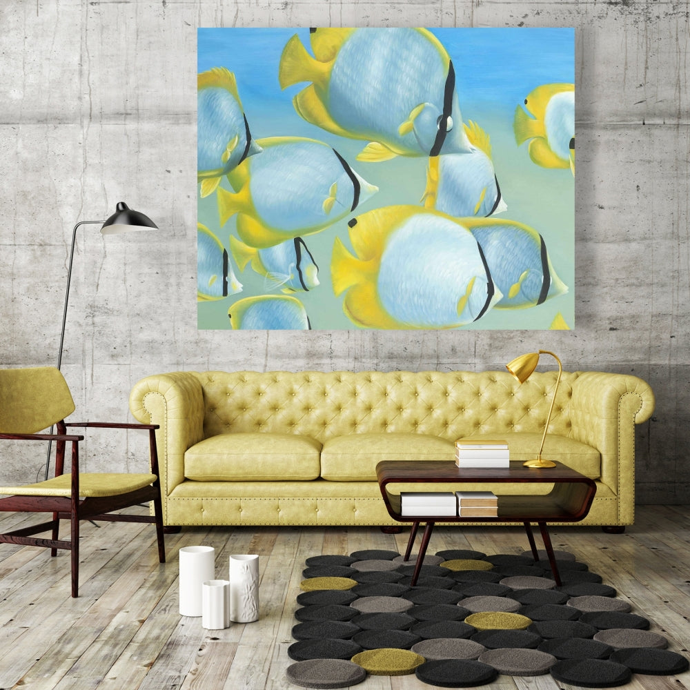 Butterfly Fishes Aquatic Animals Bathroom Canvas Home Decor