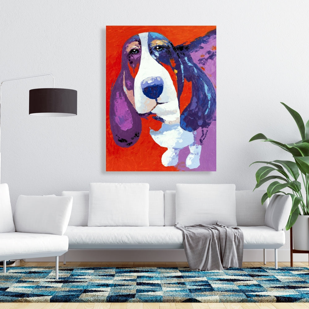 Abstract Colorful Basset Dog Canvas | Contemporary Pet Decor