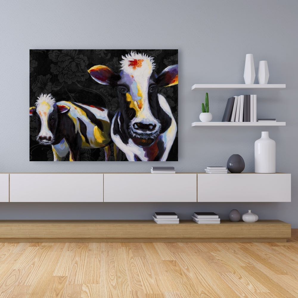Two Funny Cows Victorian Canvas - Rustic Animals Bedroom Decor