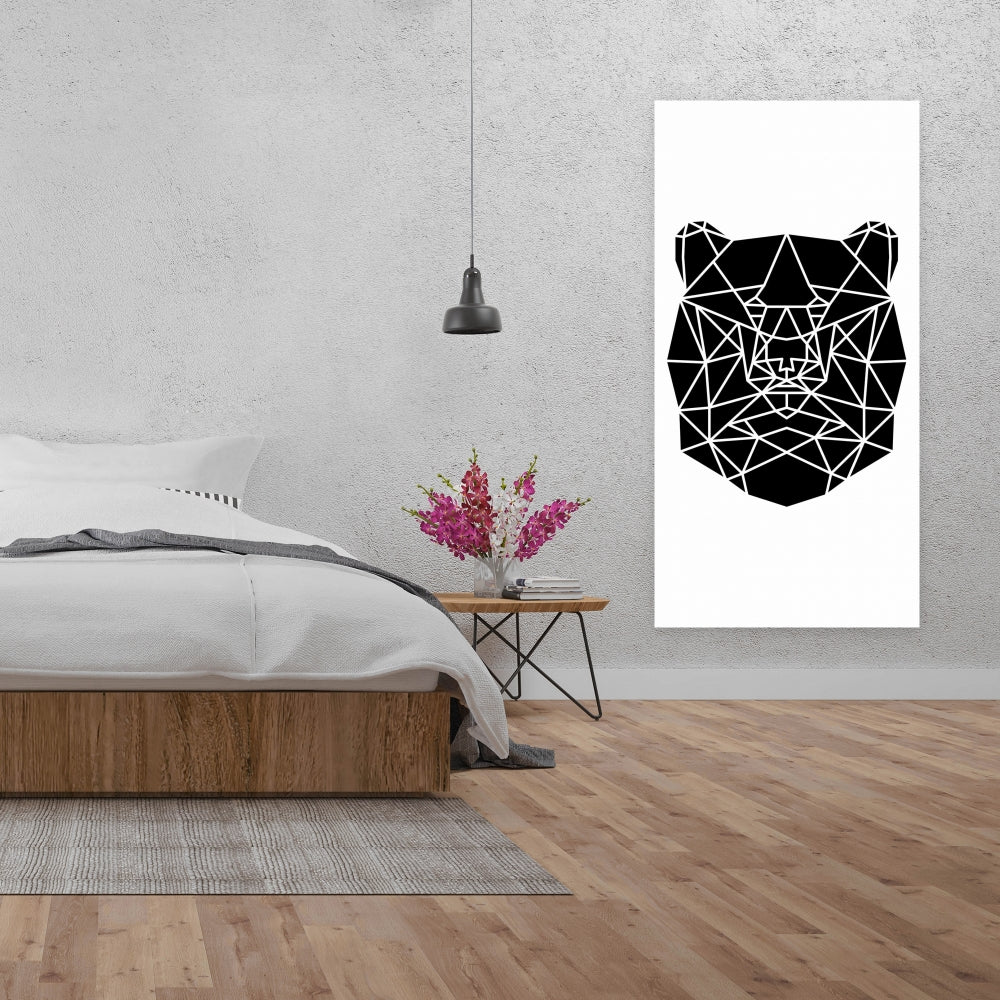 Geometric Bear Head Canvas | Monochrome Animal Wall Art