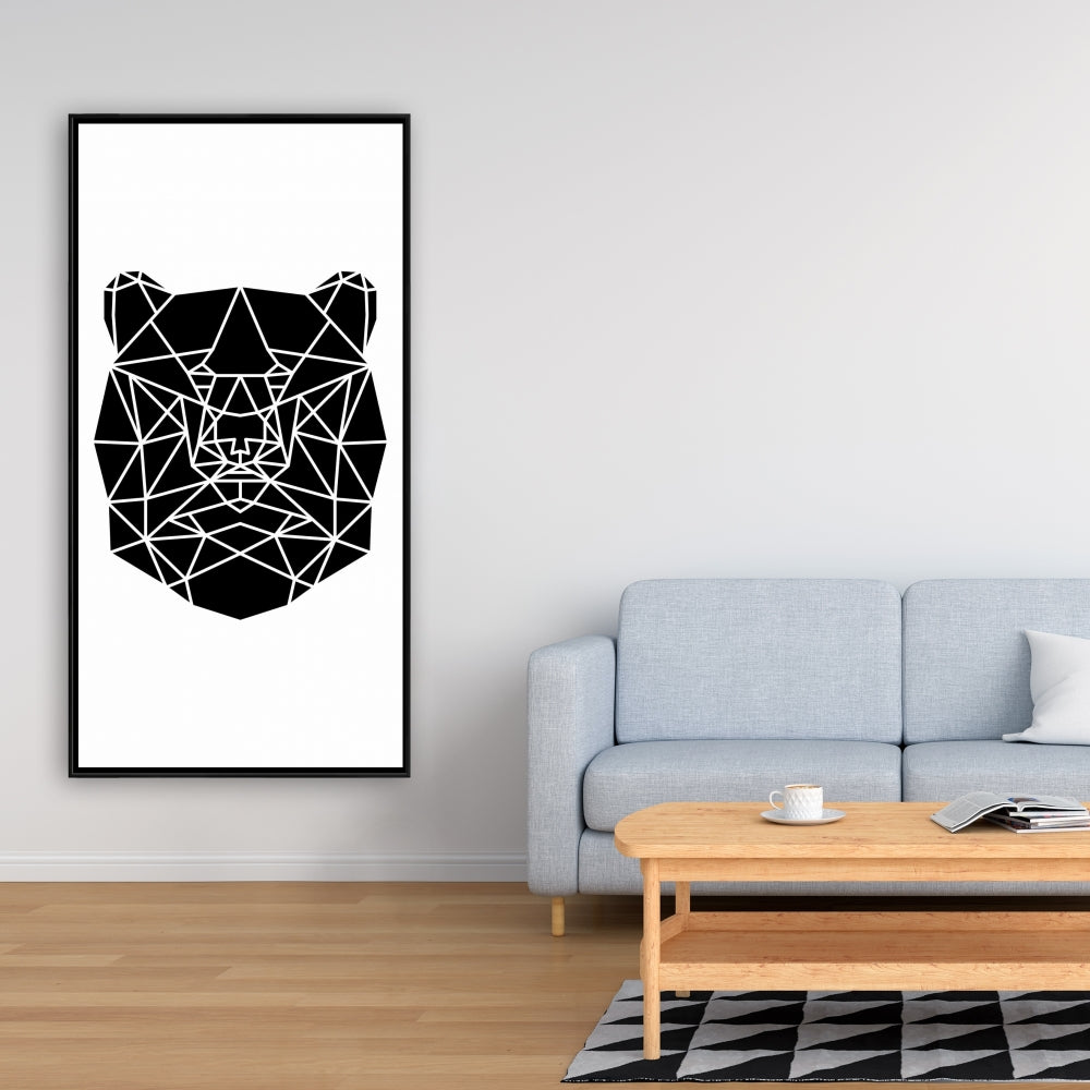 Toile tête d'ours géométrique | Décoration animalière monochrome