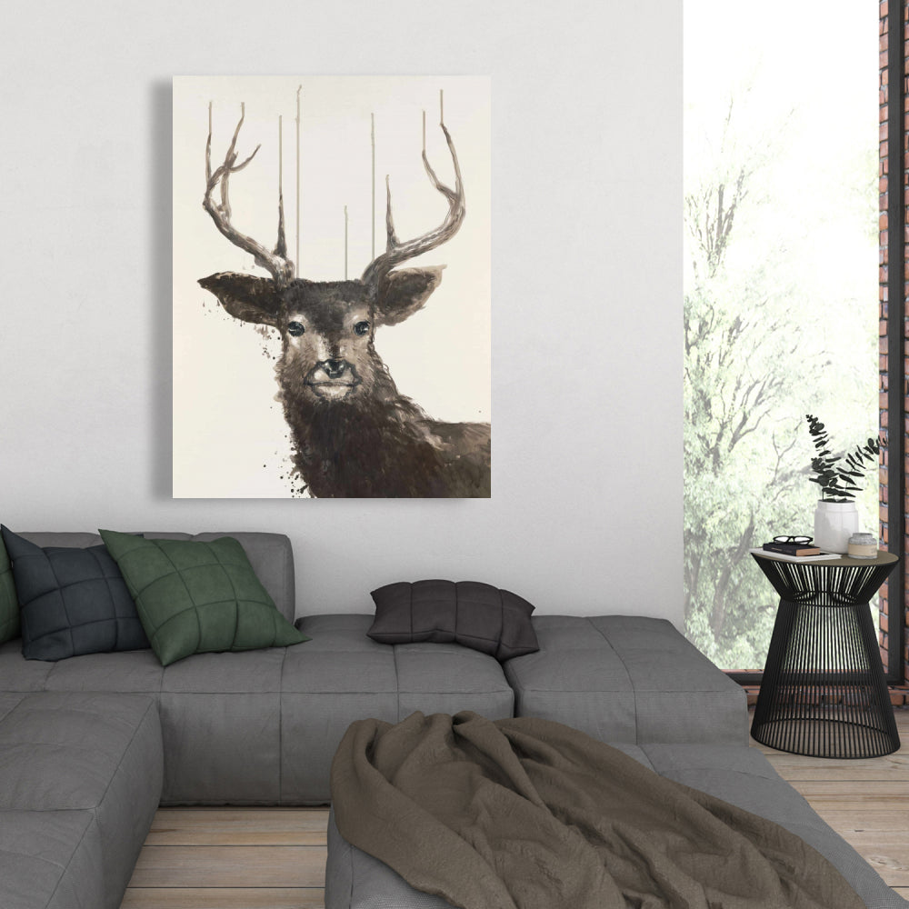 Toile abstraite « Cerf » | Décoration murale pour chambre à coucher | Décoration d'intérieur