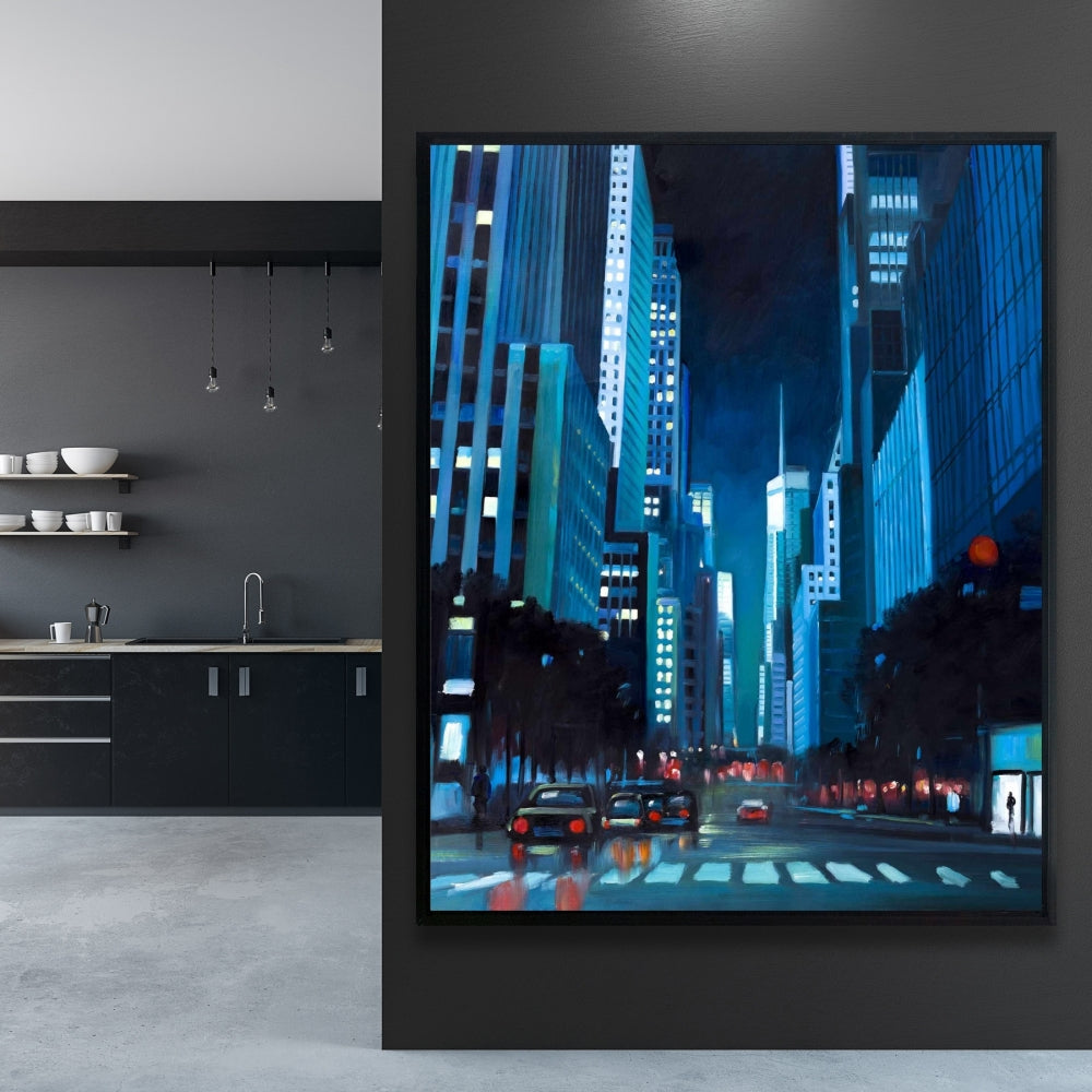 Evening in Manhattan, NYC Framed Canvas - Modern Home Decor