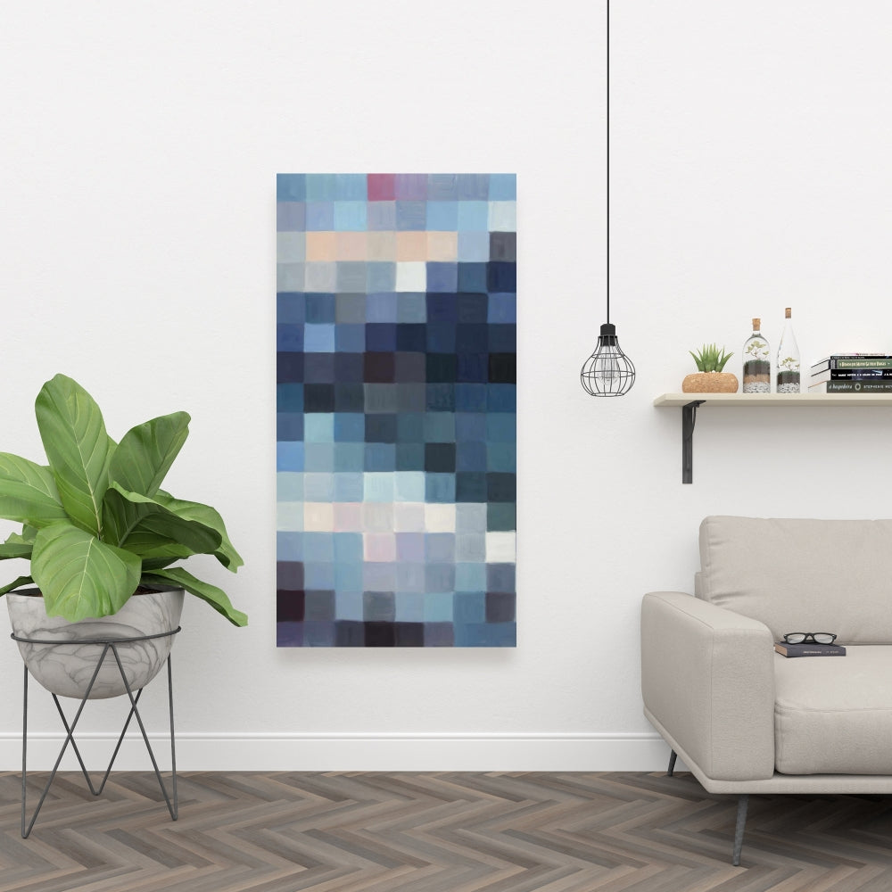 Pixelated Mountainous Landscape Canvas - Modern Bedroom Decor