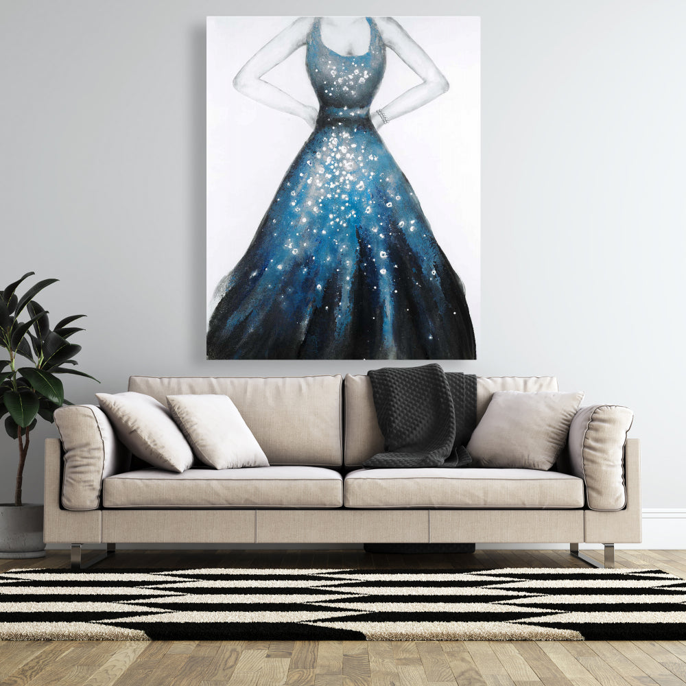 Blue Princess Dress Canvas | Fashion Art Home Decor