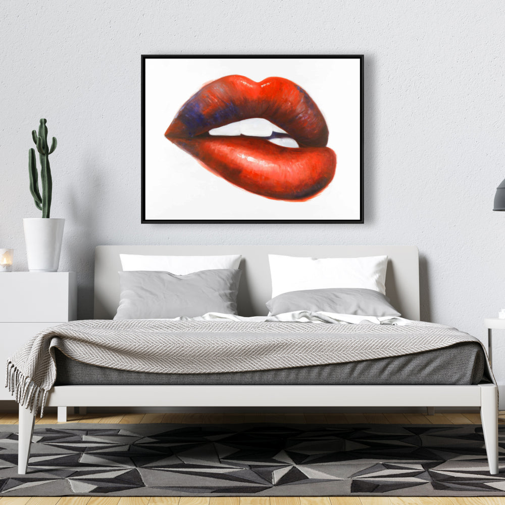 Toile « Beauté Rouge » - Magnifique œuvre d'art murale à la bouche rouge