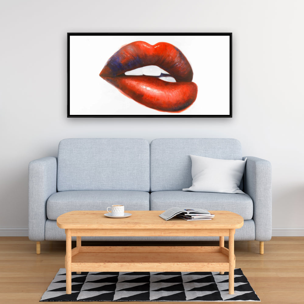 Toile « Beauté Rouge » - Magnifique œuvre d'art murale à la bouche rouge