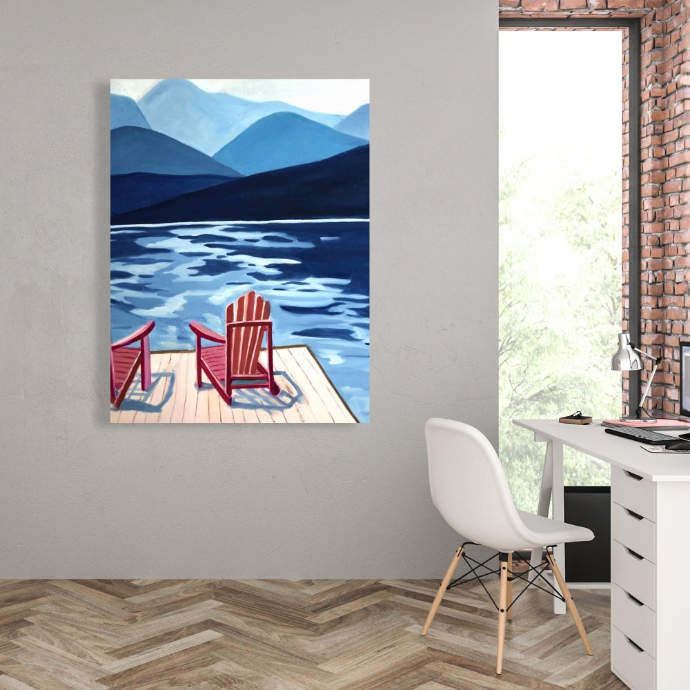 Toile Lac et Montagne | Décoration murale pour chambre | Décoration d'intérieur