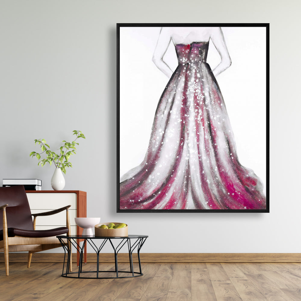 Pink Princess Dress Canvas | Bedroom Clothes Fashion Decor