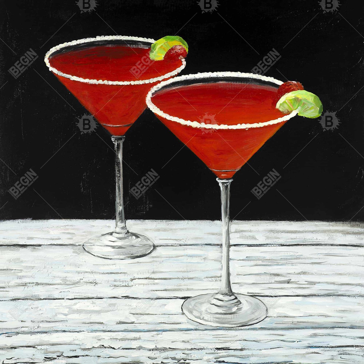 Contemporary Gray Kitchen Canvas | Cosmopolitan Drink Decor