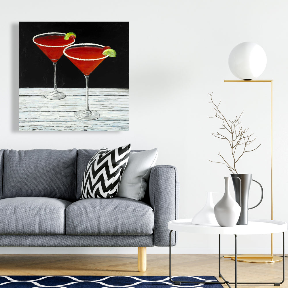 Contemporary Gray Kitchen Canvas | Cosmopolitan Drink Decor