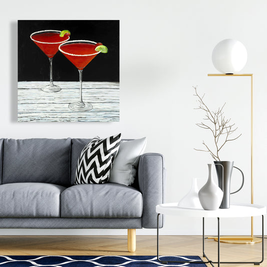 Contemporary Gray Kitchen Canvas | Cosmopolitan Drink Decor