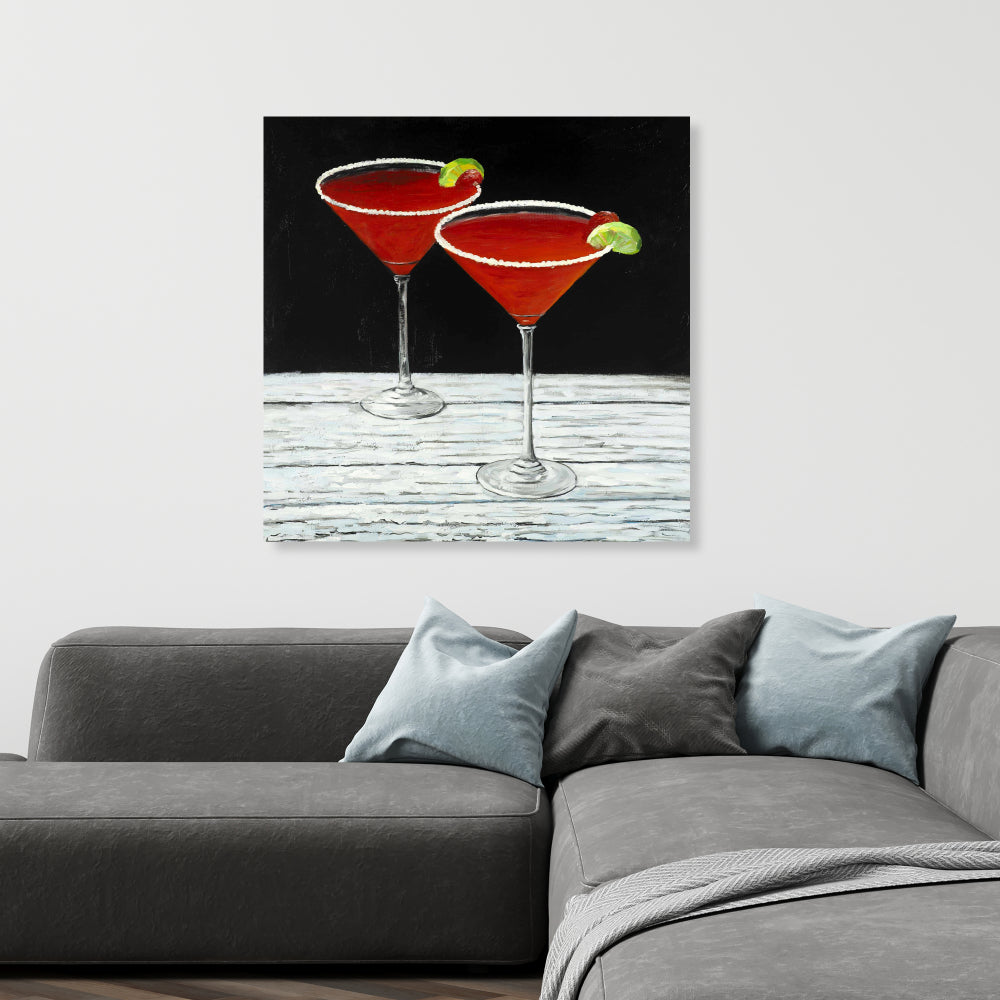 Contemporary Gray Kitchen Canvas | Cosmopolitan Drink Decor