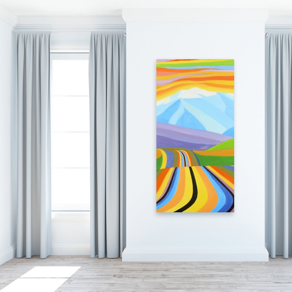 Mountain Road Multicolored Canvas - Landscapes Bedroom Decor