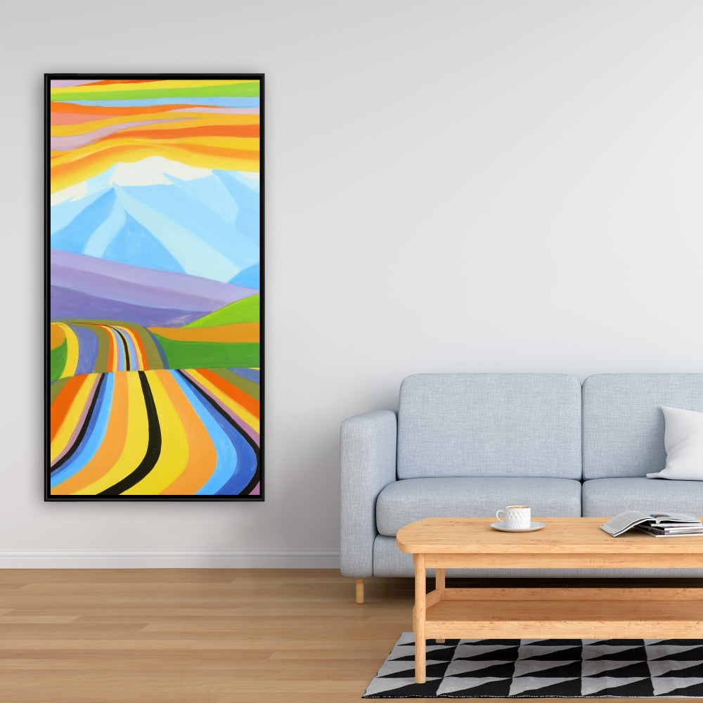 Mountain Road Multicolored Canvas | Blue Frame Home Decor