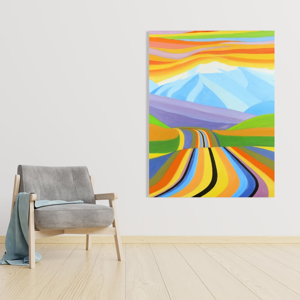 Mountain Road Multicolored Canvas - Landscapes Bedroom Decor