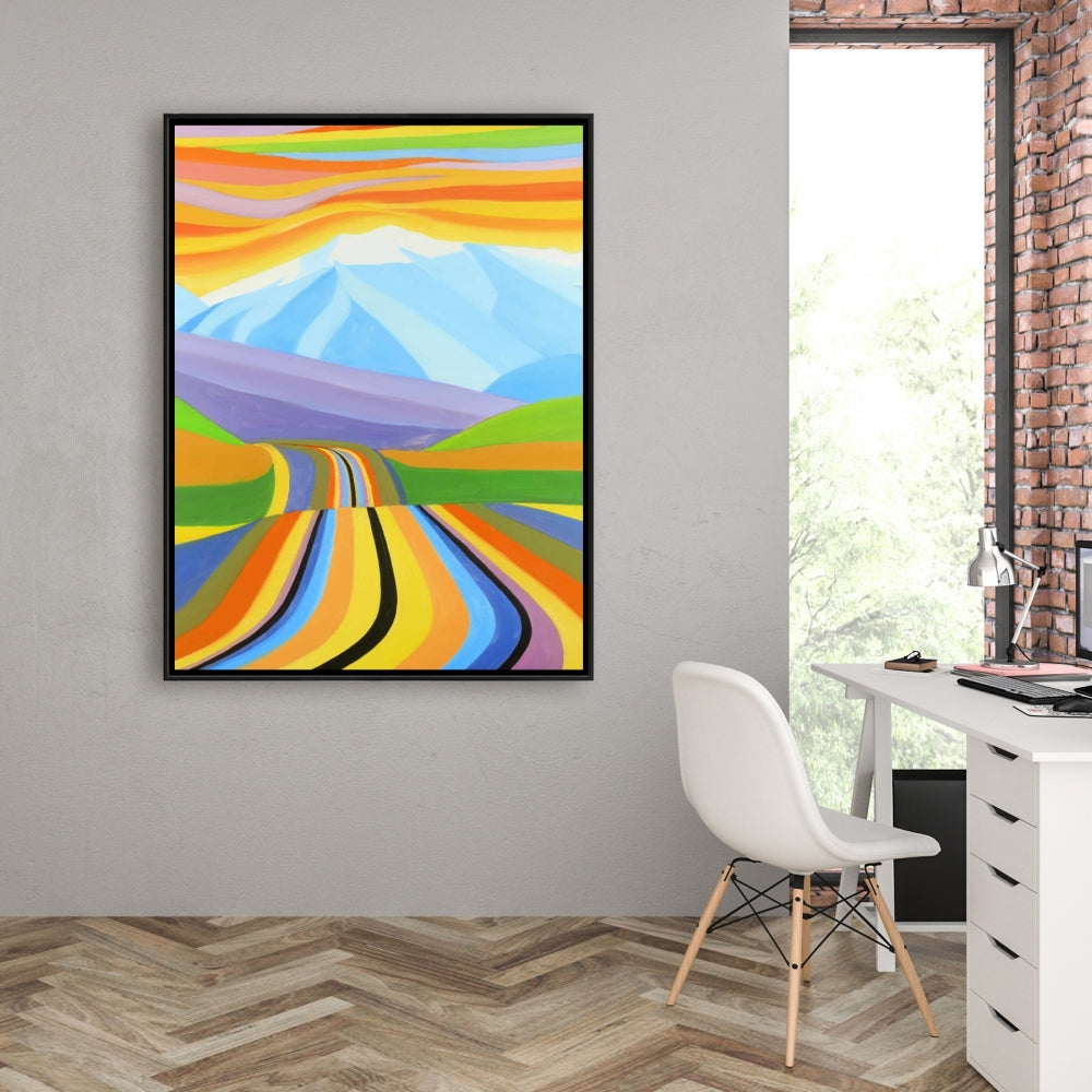 Mountain Road Multicolored Canvas | Blue Frame Home Decor