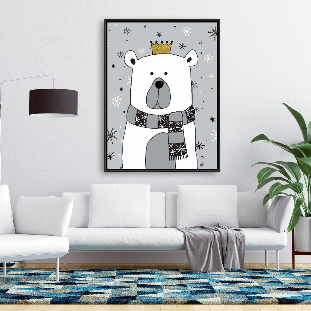 Magnifique toile encadrée grise « Ours » | Décoration murale pour salon