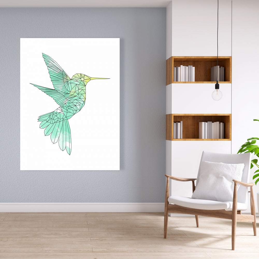Geometric Hummingbird Canvas - Shapes Animals Home Decor
