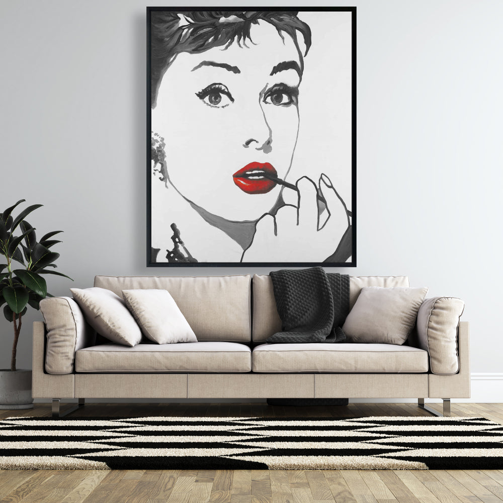 Toile Audrey Hepburn Outline | Décoration de chambre encadrée