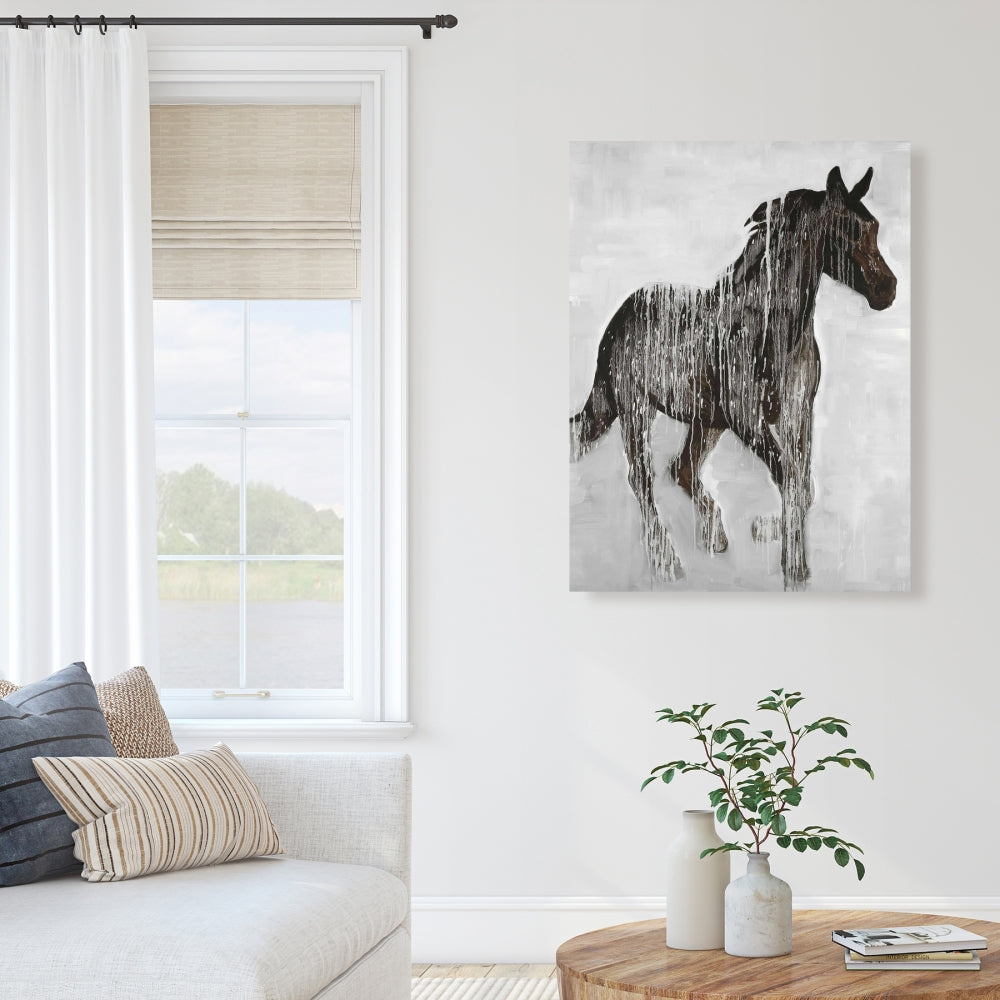Industrial Brown Canvas - Abstract Brown Horse | Home Decor