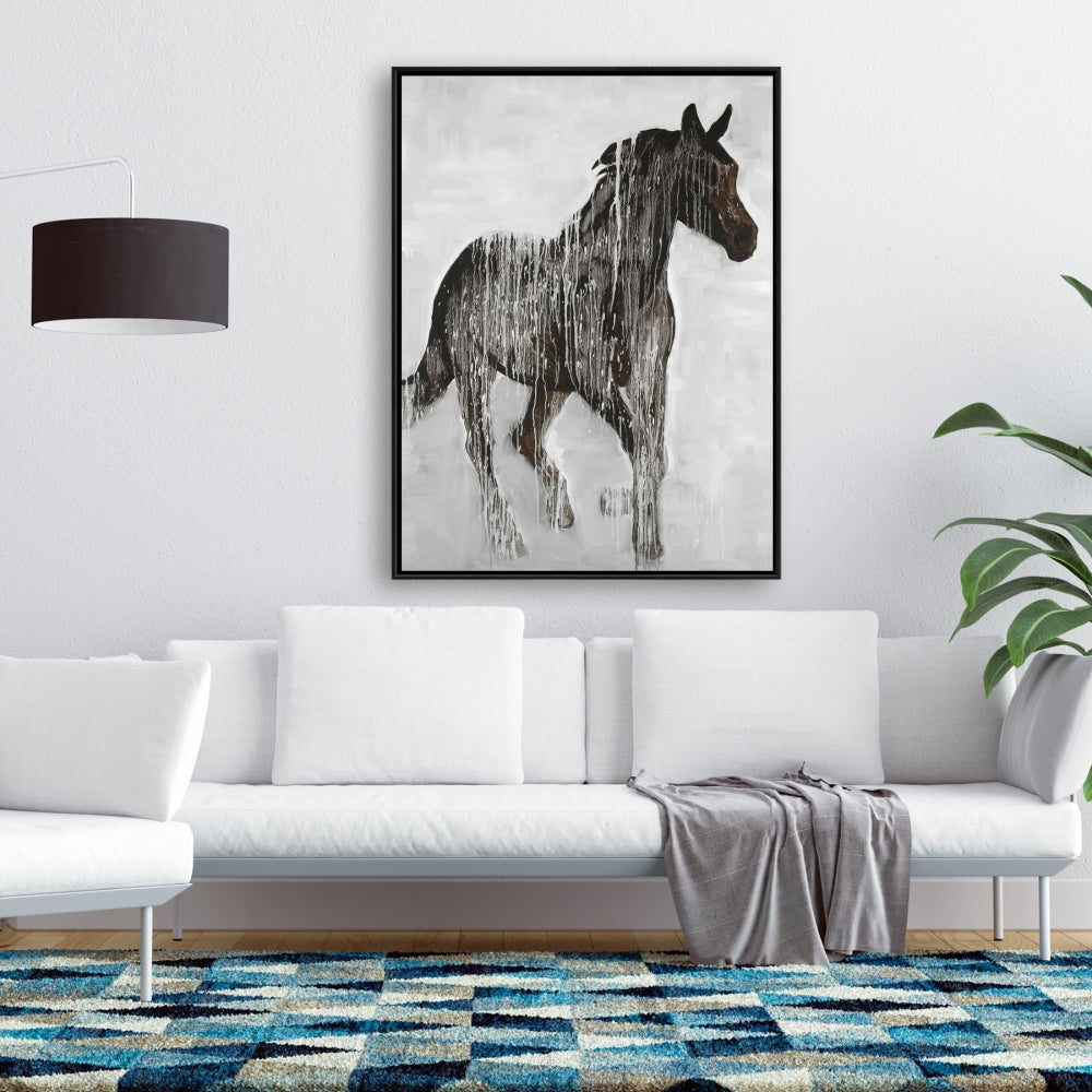 Toile abstraite représentant un cheval brun | Décoration murale animalière