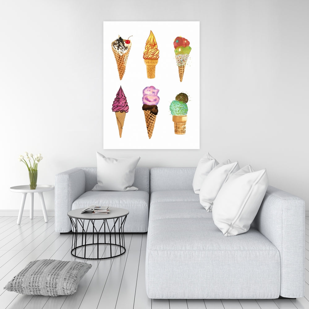 Ice Cream Cones Canvas | Kitchen Wall Art Decor