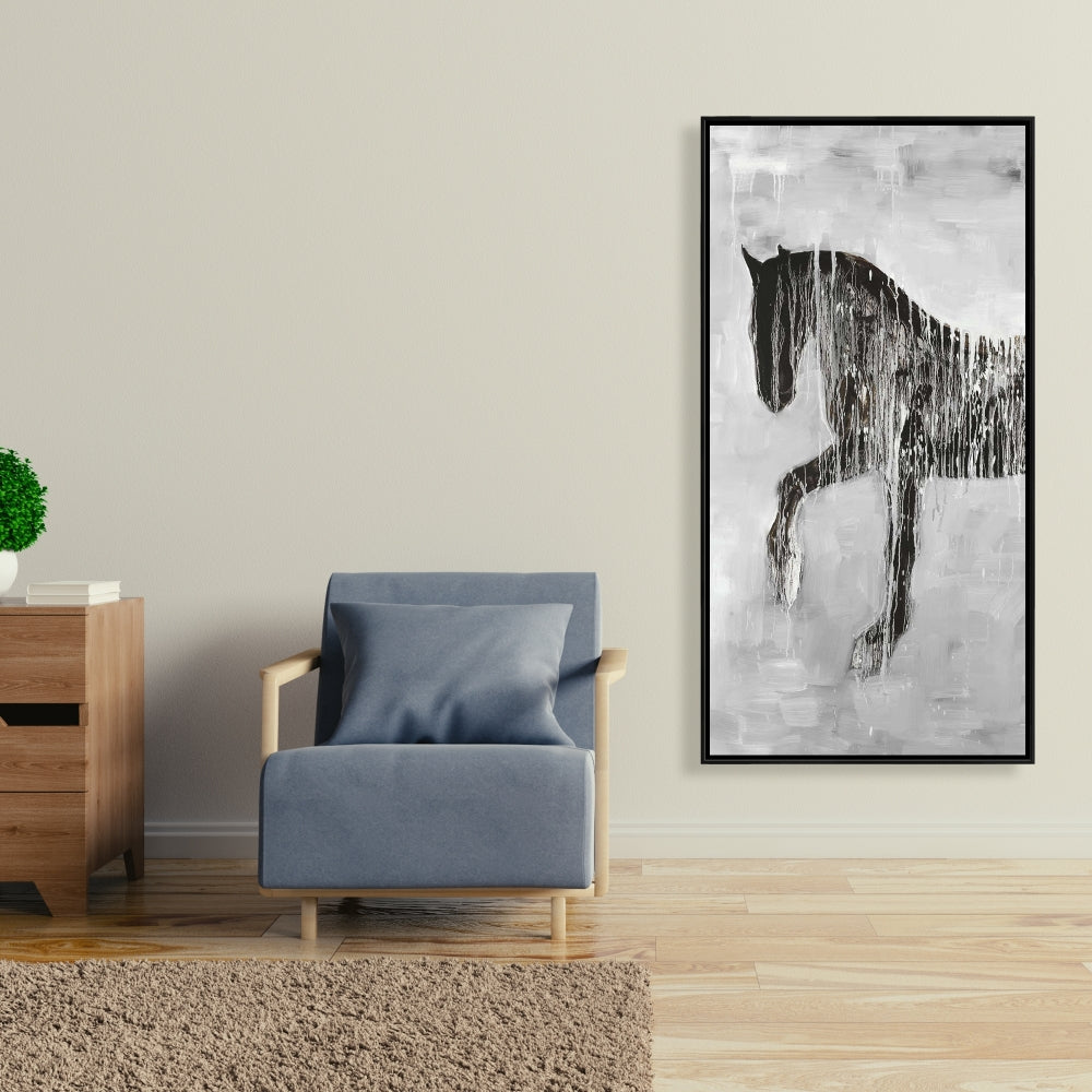 Horse Brown Silhouette Farm Animal Canvas - Home Decor Wall Art