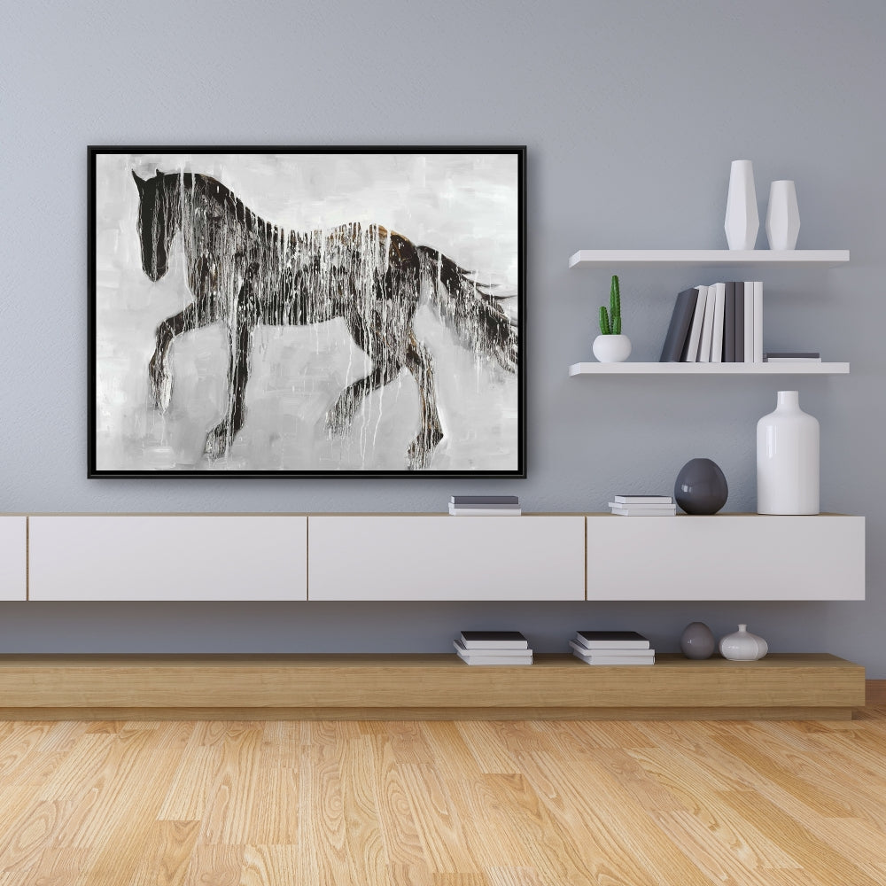 Horse Brown Silhouette Farm Animal Canvas - Home Decor Wall Art