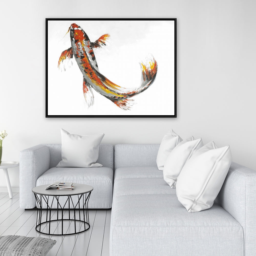 Butterfly Koi Fish Canvas - Gray Aquatic Animals Home Decor