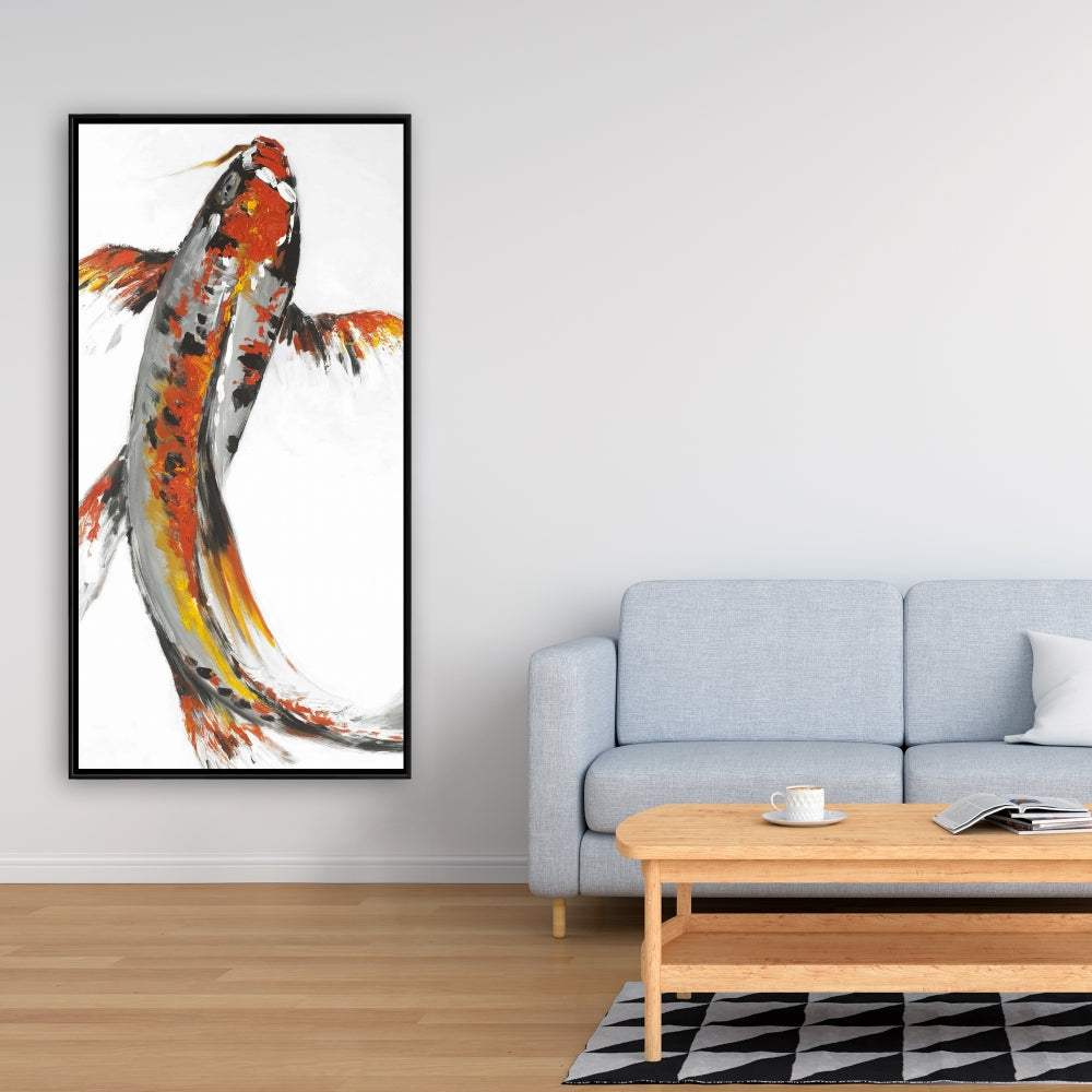 Butterfly Koi Fish Canvas - Gray Aquatic Animals Home Decor