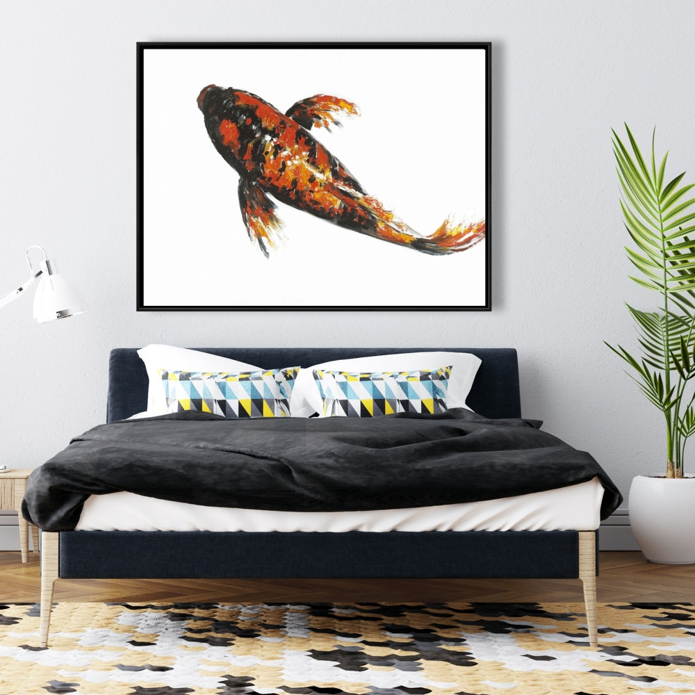Red Butterfly Koi Fish Canvas | Exotic Bedroom Wall Art Decor