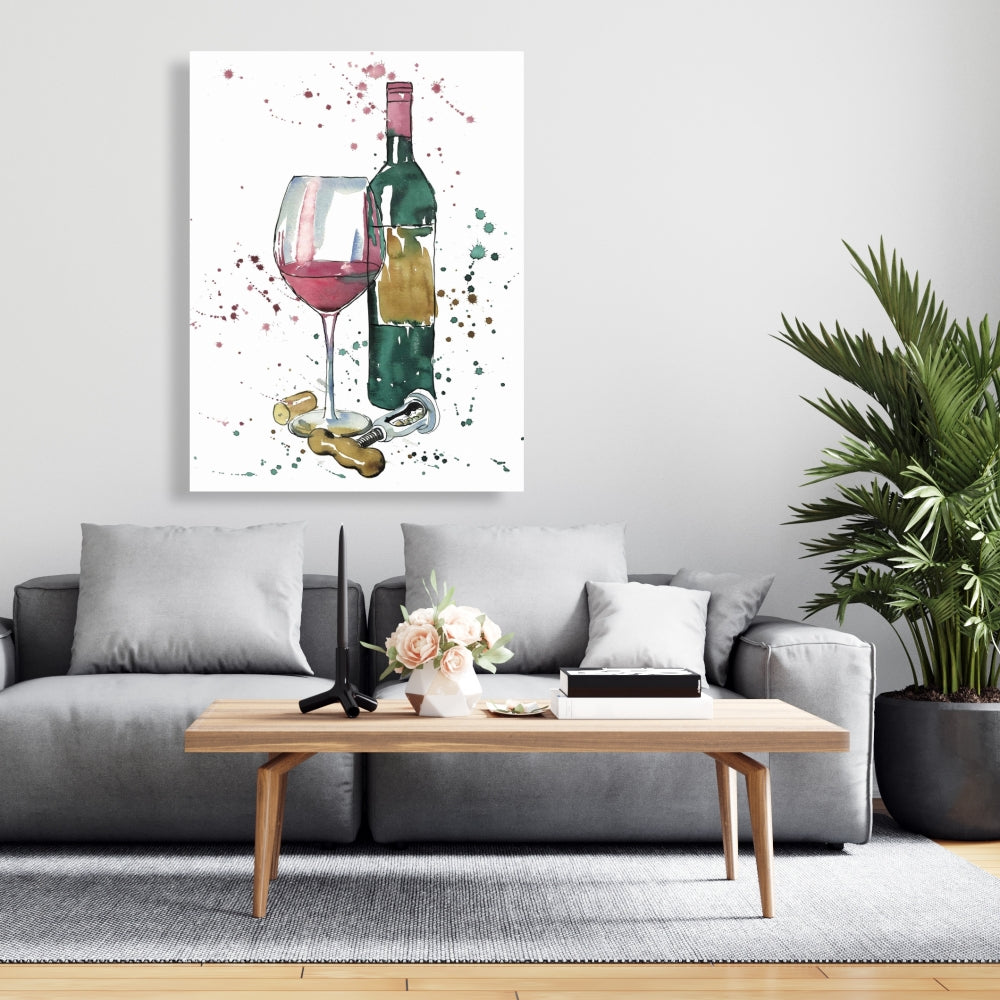 Gastronomy Red Wine Canvas | Bottle of Red Wine Home Decor