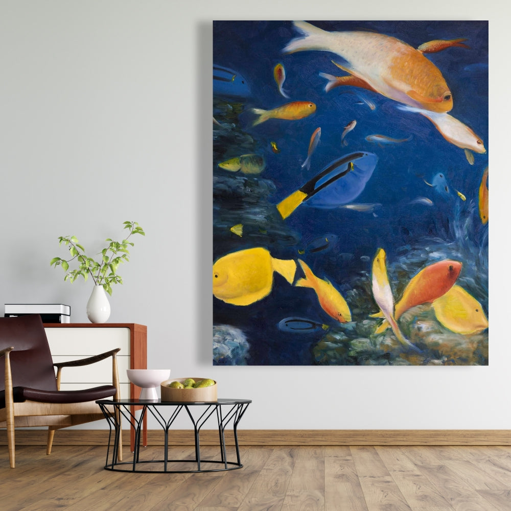 Colorful Fish Under the Sea Canvas - Blue Animals Bedroom Decor