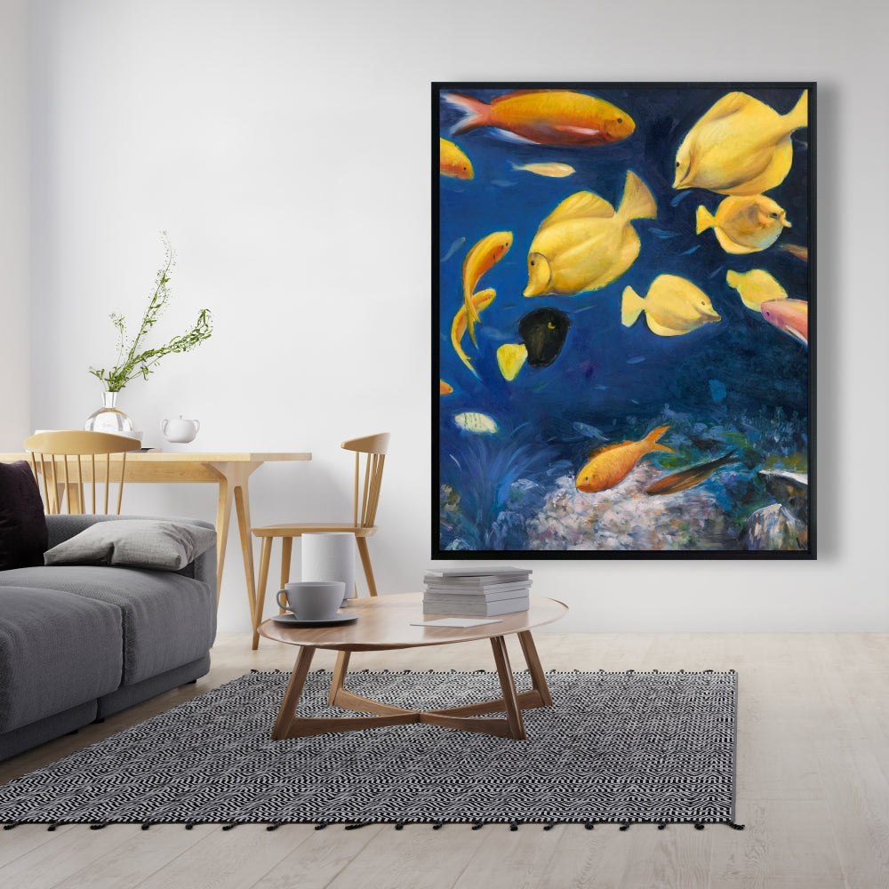 Toile encadrée Poissons sous la mer - Décoration de chambre contemporaine