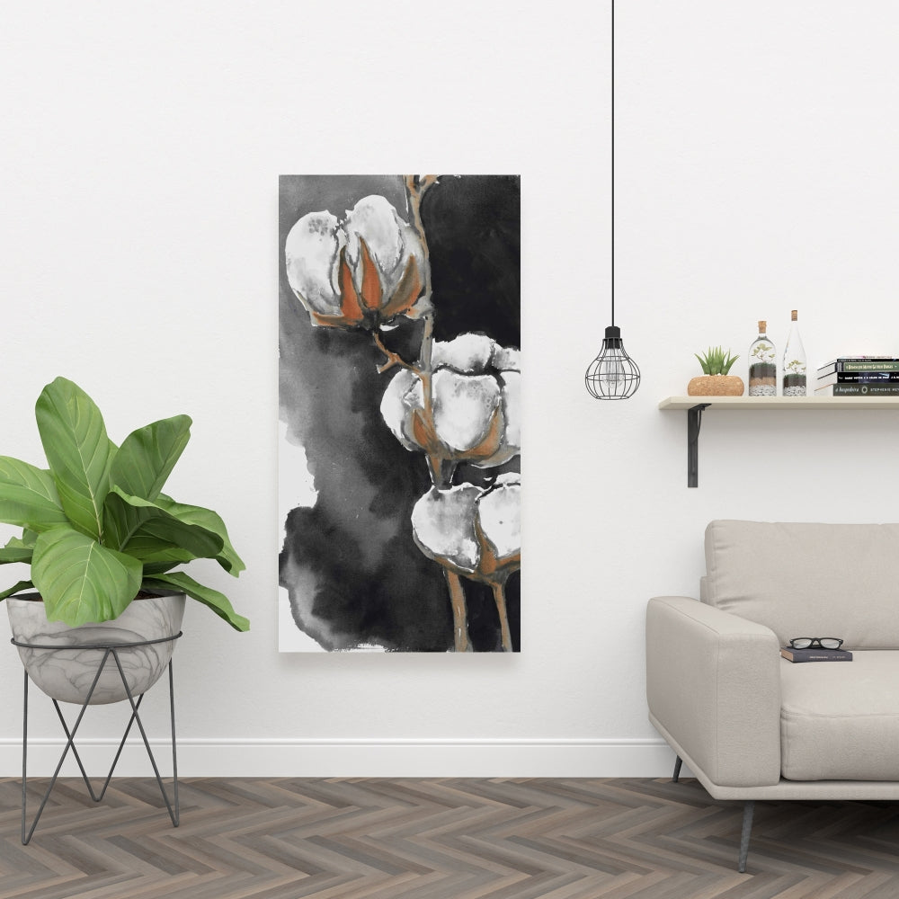 Watercolor Cotton Flowers Canvas | Minimalist Home Decor