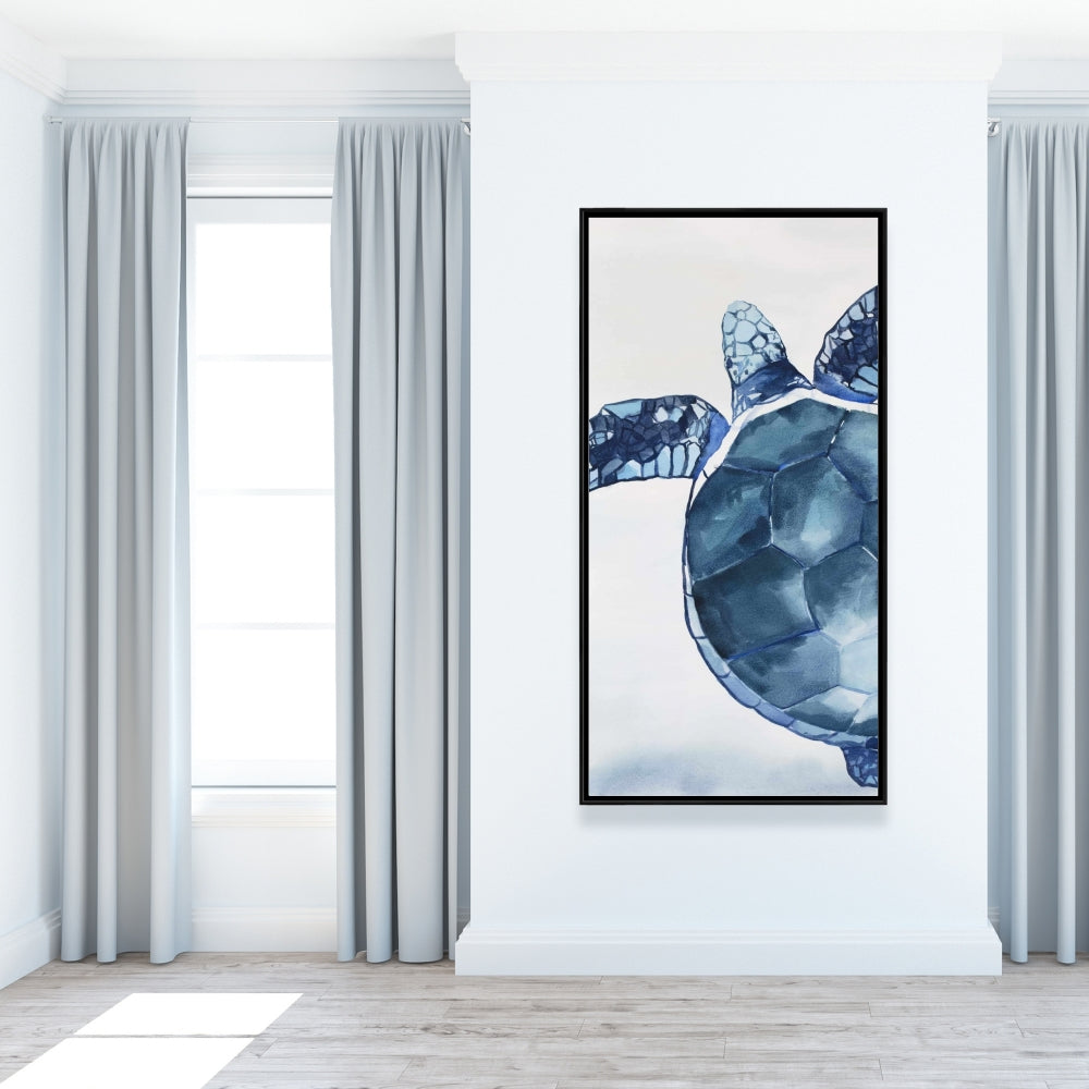 Watercolor Blue Turtle Canvas - Blue Bedroom Animals Decor