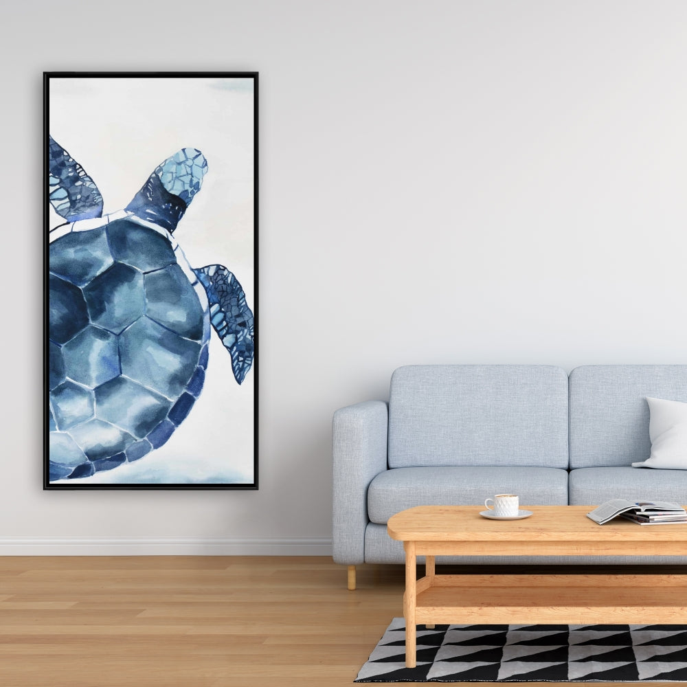 Exotic Bathroom Decor | Blue Turtle Framed Canvas Wall Art