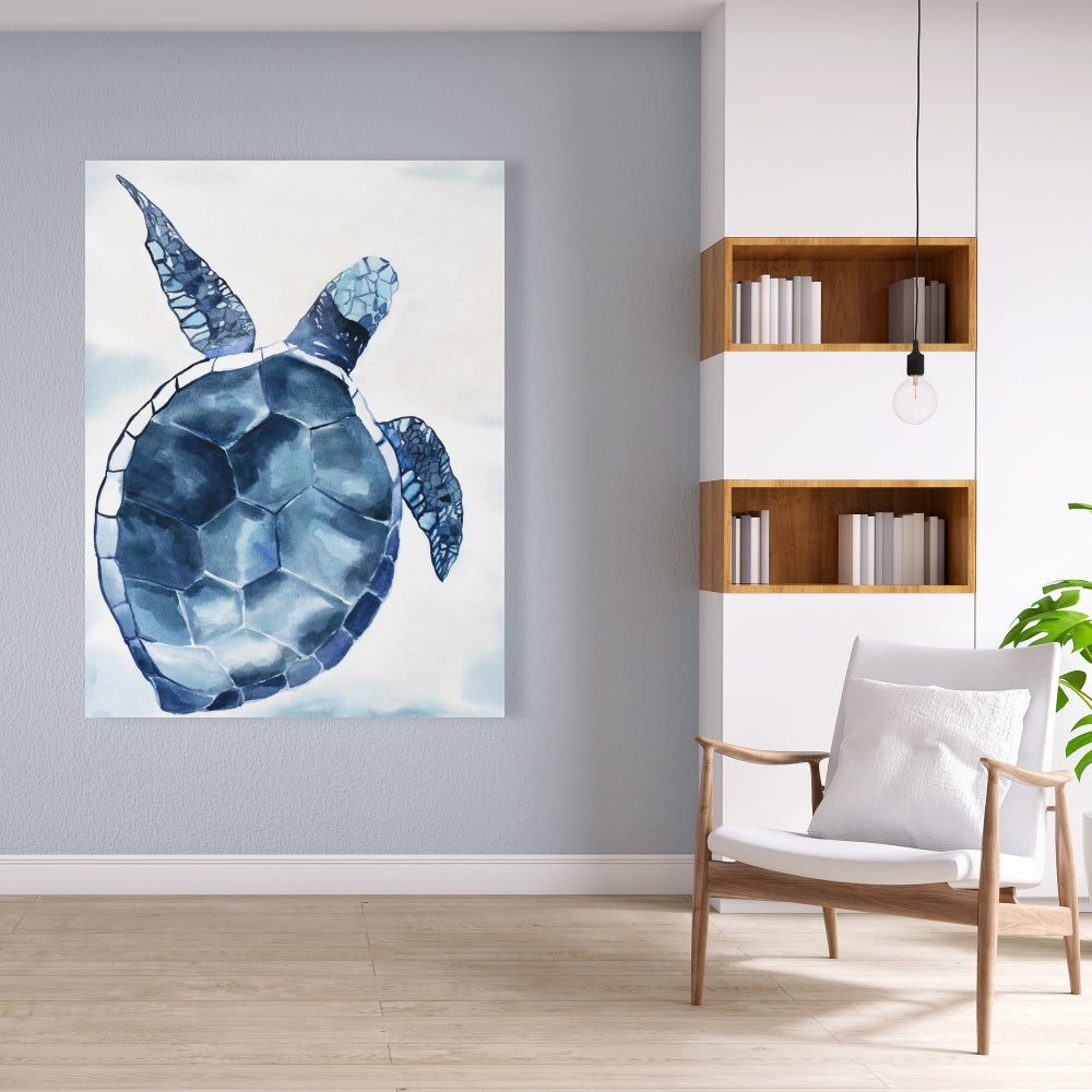 Blue Turtle Exotic Canvas | Home Decor Wall Art - Blue Animals