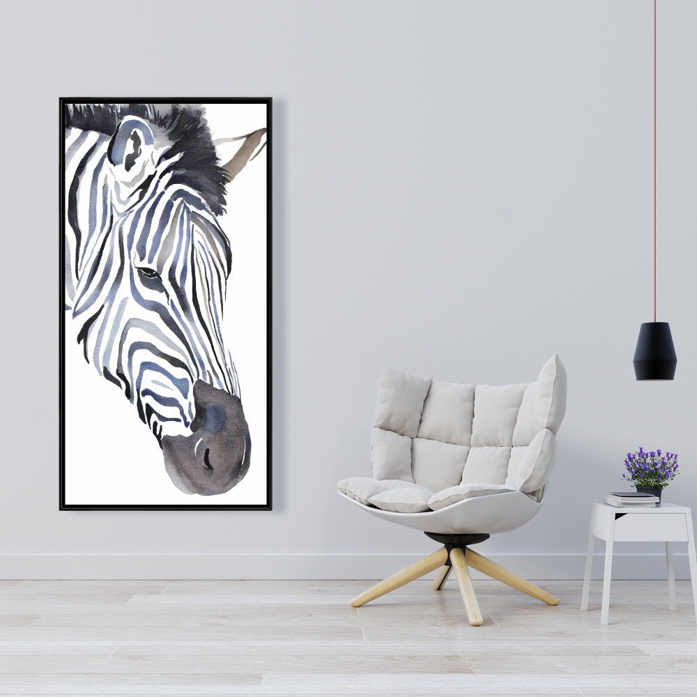 Toile de chambre à coucher avec animaux bleus zèbre | Décoration d'intérieur encadrée