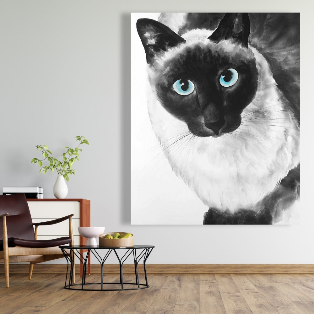 Blue Eyes Siamese Cat Canvas | Minimalist Bedroom Decor