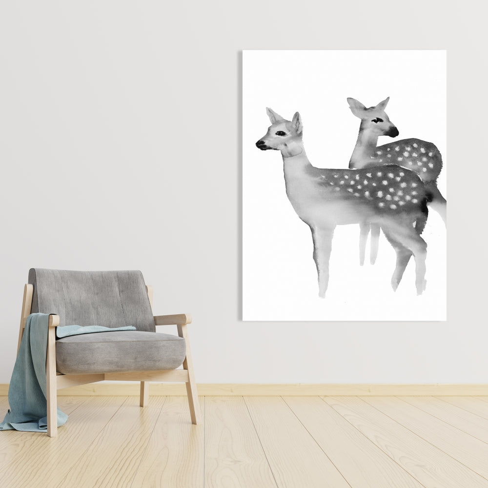 White Animals Rustic Canvas - Faon Black and White Home Decor