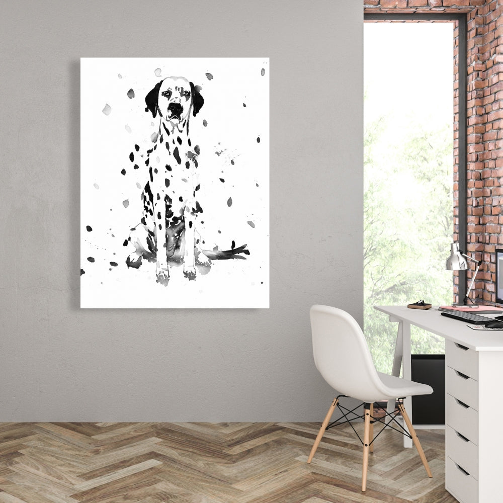 Minimalist Dalmatian Dog Canvas - White Bedroom Wall Decor