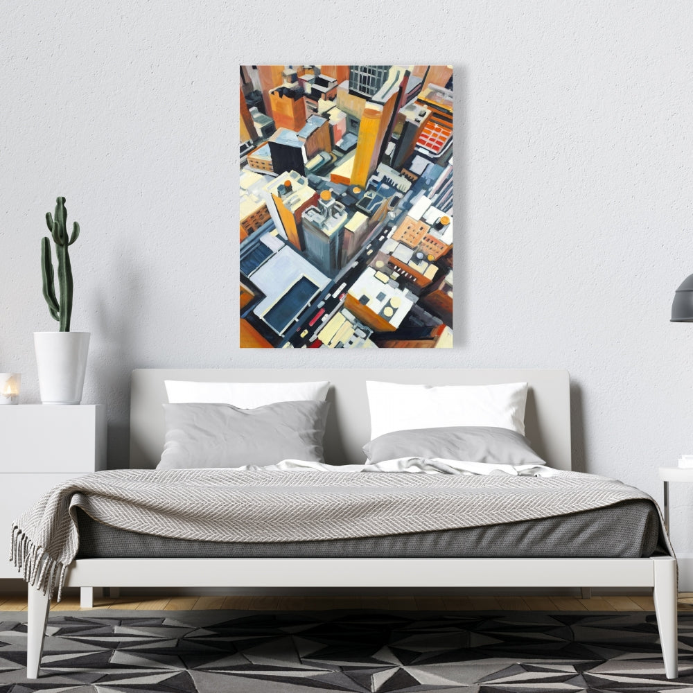 High Top View of NYC Buildings Canvas - Industrial Home Decor