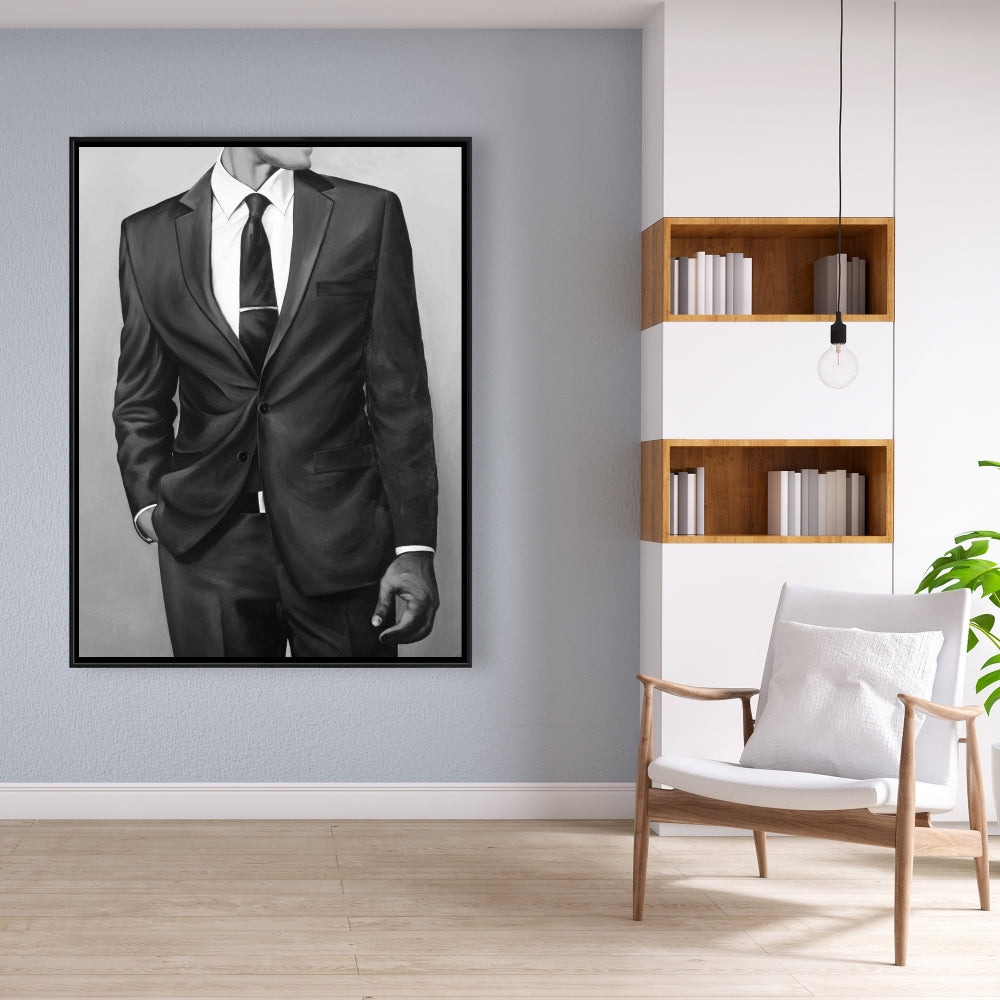 Décoration murale blanche pour chambre à coucher | Toile décorative représentant un homme en costume