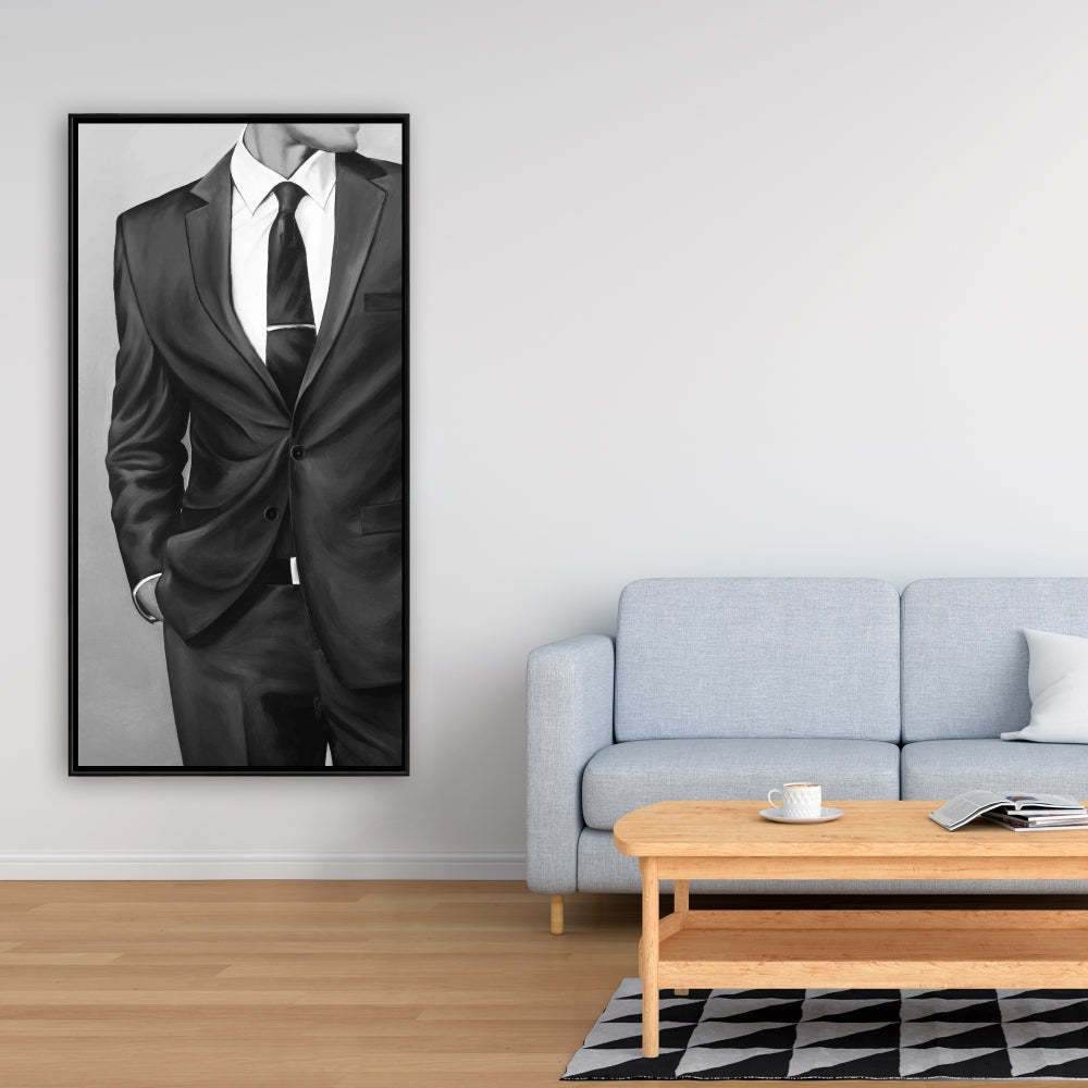 Décoration murale blanche pour chambre à coucher | Toile décorative représentant un homme en costume