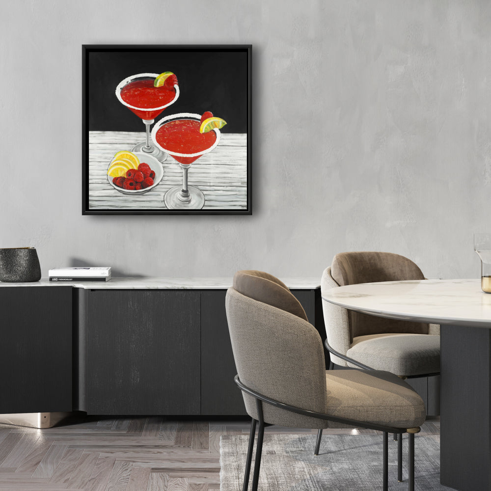 Deux toiles Cosmopolitan | Décoration d'intérieur encadrée grise Gastronomie